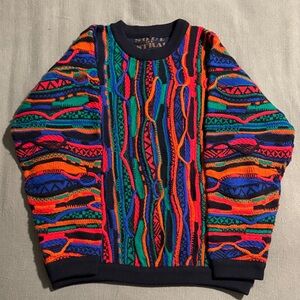 COOGI style Vintage Multicolor Vibrant 3D knit Crewneck Sweater